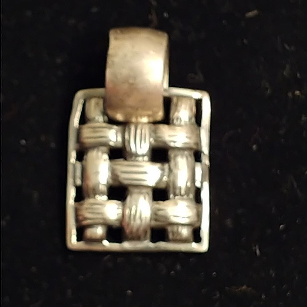 Silver Pendant Rectangular Basket Weave - Picture 2 of 7